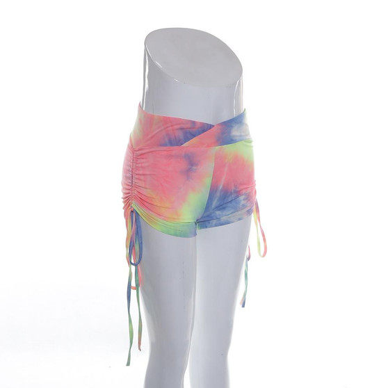 Women's Workout Yoga Shorts, High Waisted Tie Dye Scrunch Booty Shorts