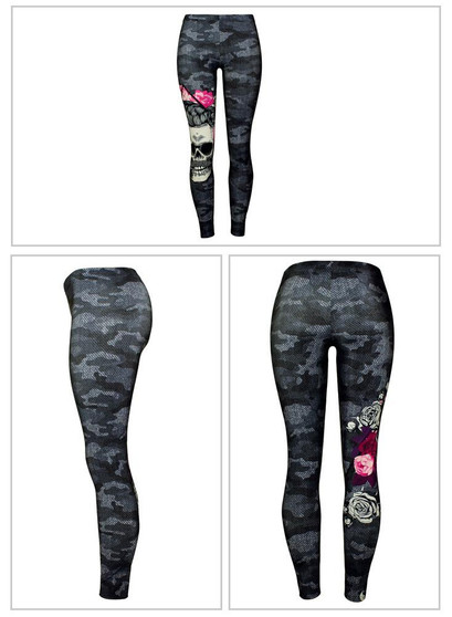 Women's Camouflage Halloween Skull Printed Leggings