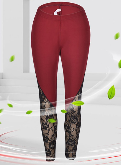 Women Lace Stitching High Waist Plus Size Yoga Leggings