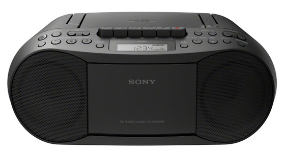 Sony Stereo CD Cassette Radio MP3 Boombox CFDS70BLK Recording Bundle