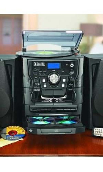 Encore Shelf Stereo System with Turntable, 3-CD, Radio and Dual Cassette Player