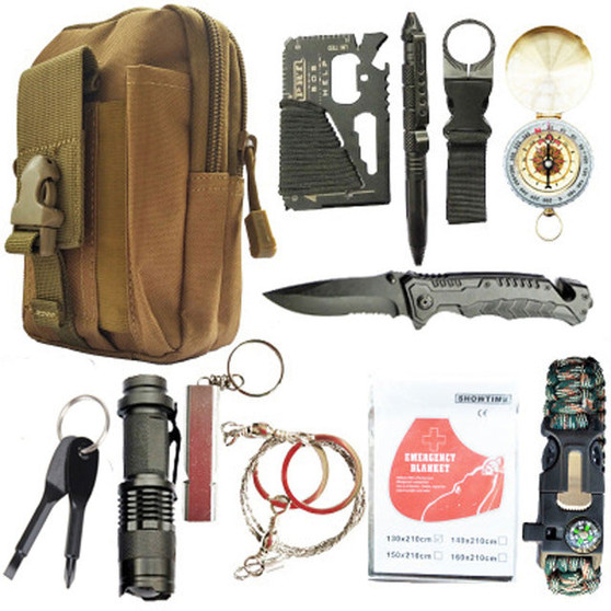 12 in 1 Survival Spy Kit Set Outdoor Camping Travel Multifunction First Aid SOS EDC Emergency Supplies Tactical for Wilderness