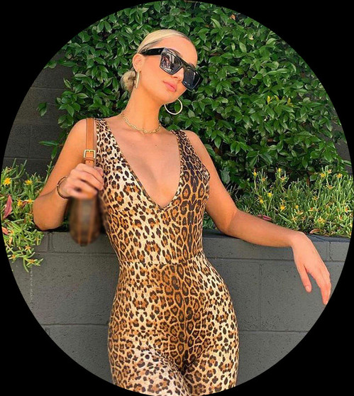Leopard V-neck bodysuit