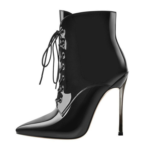 Pointed Toe Lace Up Ankle Bootie