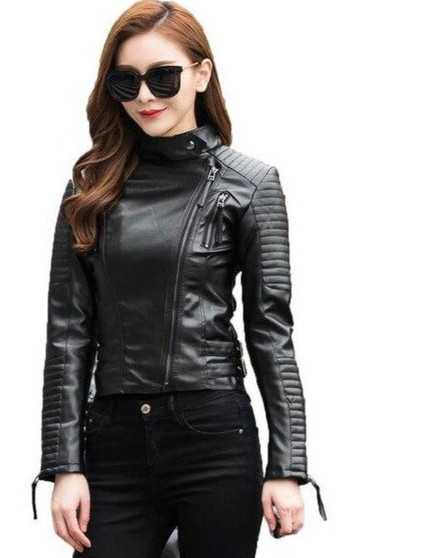 Faux Leather Bomber Jacket