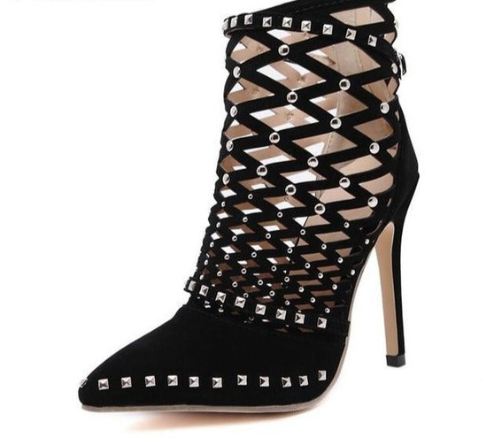 Roman Sandals Studded Cut Out Caged Ankle Boots