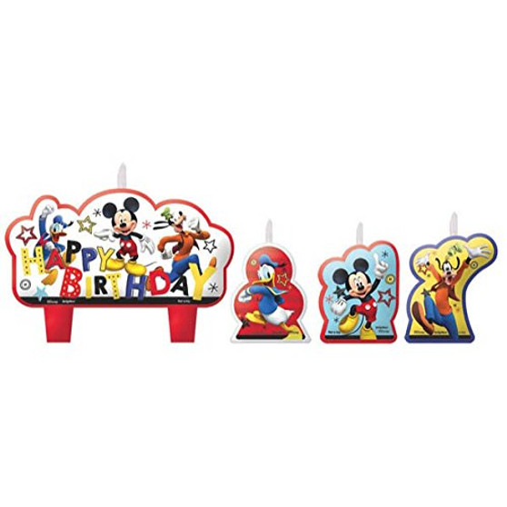 Another Dream Disney Mickey Mouse On the Go Birthday Party Pack for 16 with Plates, Napkins, Cups, Tablecover, and Candles