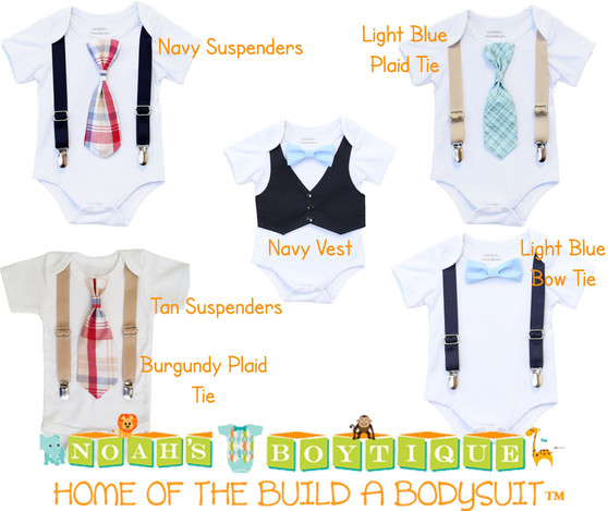 Baby Boy Gift - New Baby Present - Newborn Baby Boy - Cute Outfits for Boys - Ties and Suspenders - Baby Bow Ties - Gift Set - Baby Clothes