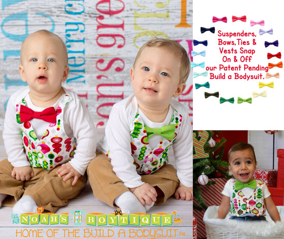 Twin Boy Christmas Outfit with Vest and Bow Tie Brothers