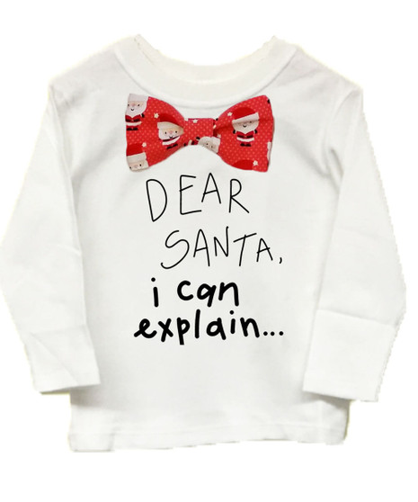 Toddler Boy Christmas Outfit Dear Santa I Can Explain Santa Bow