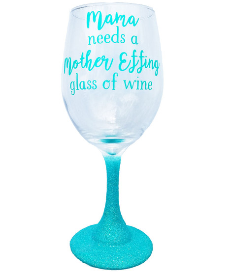 Funny Mom Glass Gift with Saying Quote and Glitter