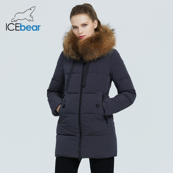 icebear 2020 brand women's clothing new products winter warm  ladies cotton jacket with fur collar women's parkas  GWD20172I