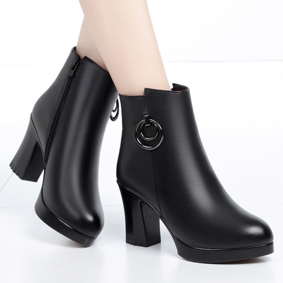 MBR FORCE Women Boots High Heels 2020 New Winter Boots Women Sexy Stiletto Thick Wool Warm Fashion Banquet Boots Ladies' booties