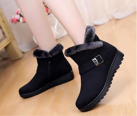 Winter boots women shoes 2020 solid flat plush warm snow boots women sneakers zipper winter ankle boots casual shoes woman