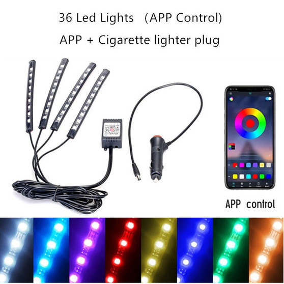 Car Decoration Light Interior Atmosphere Light RGB LED Strip Light With USB Wireless Remote Music Control Multiple Modes