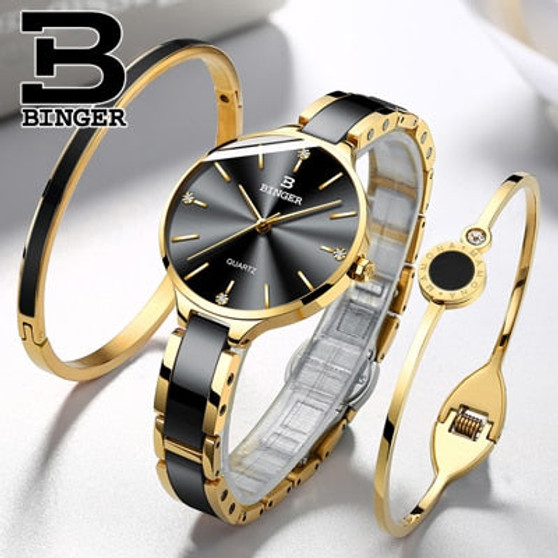 Switzerland BINGER Luxury Women Watch Brand Crystal Fashion Bracelet Watches Ladies Women wrist Watches Relogio Feminino B-1185