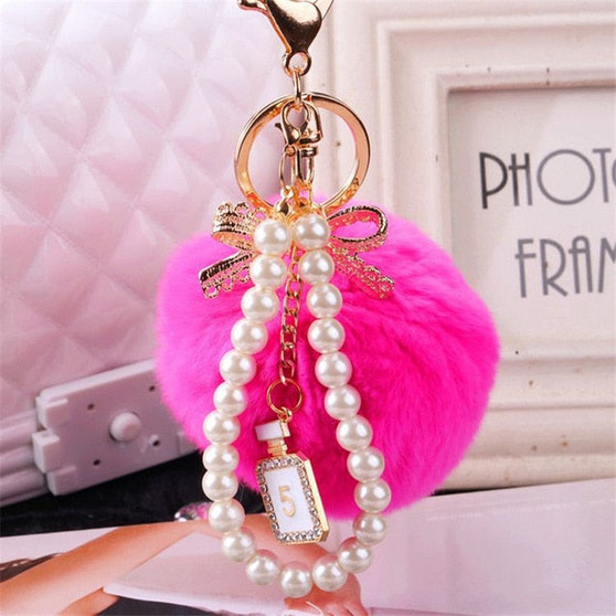 Pom Pom Jeweled Keychain