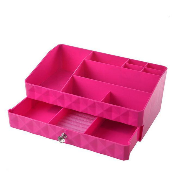 Double layer makeup organizer box multi-functional