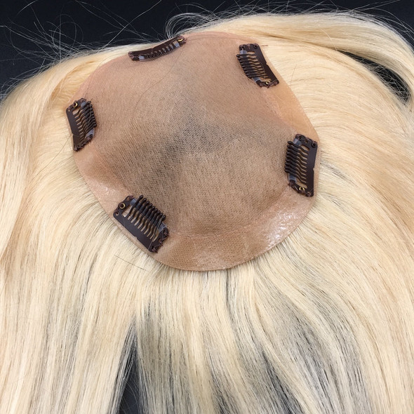 Silk Injected Base Blonde Human Hair Wig Toppers For Women