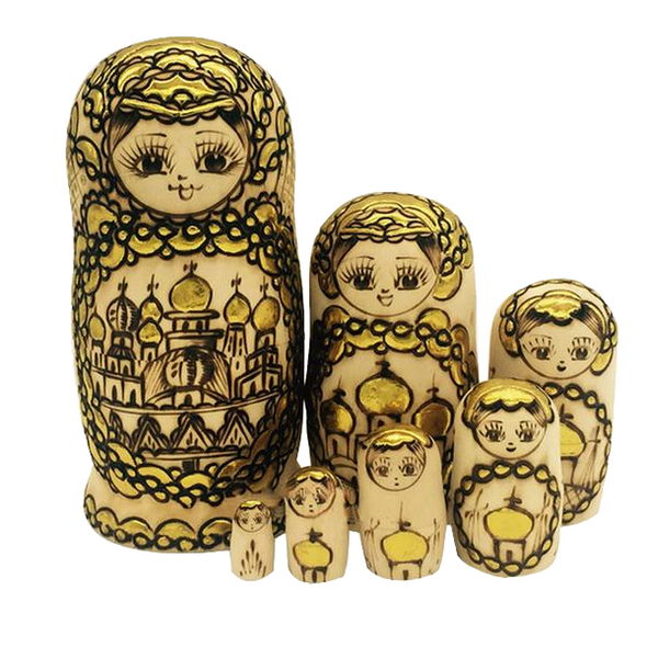 Yellow Matryoshka Nesting Dolls 7 Pieces