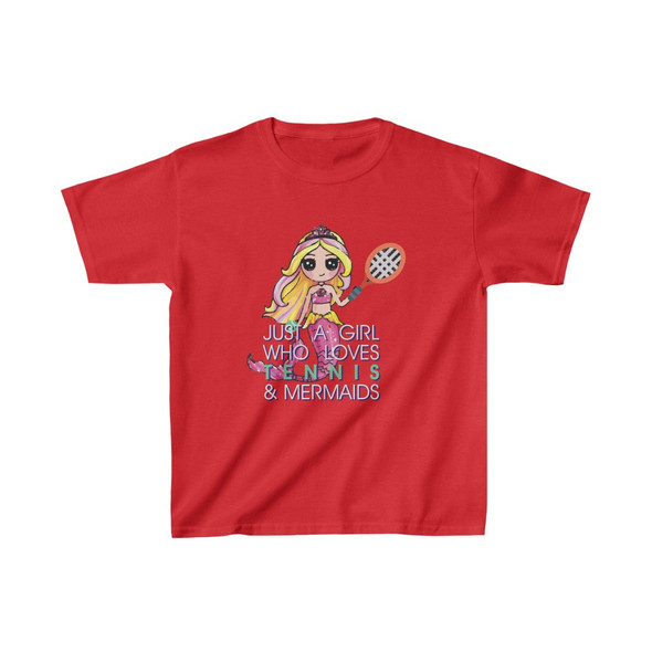 Girls T-Shirt - Just a girl who loves tennis and mermaids