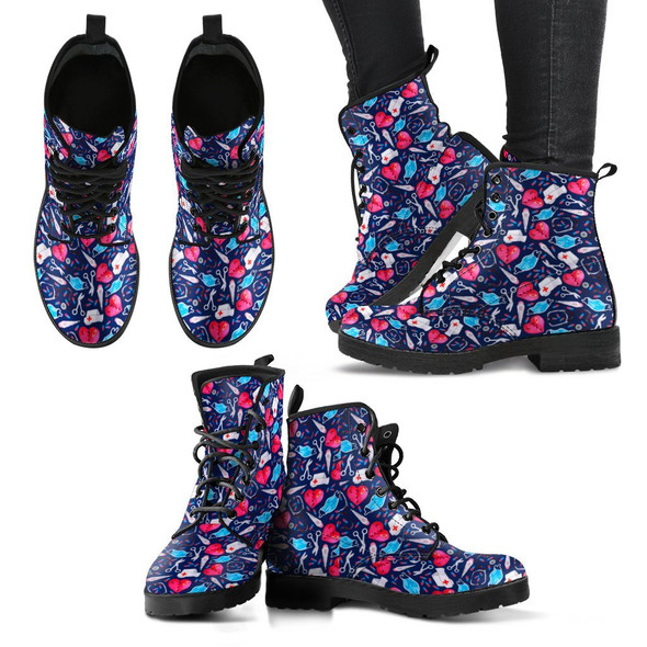 Nurse Pink Heart Women's Boots