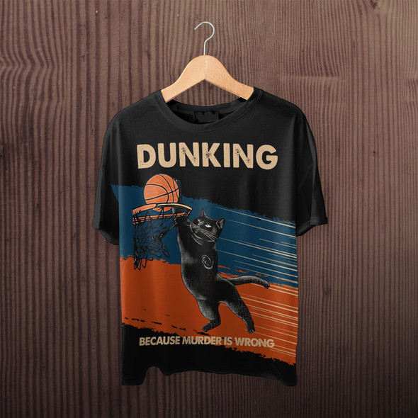 Black cat Dunking because murder is wrong 3D t-shirt HA