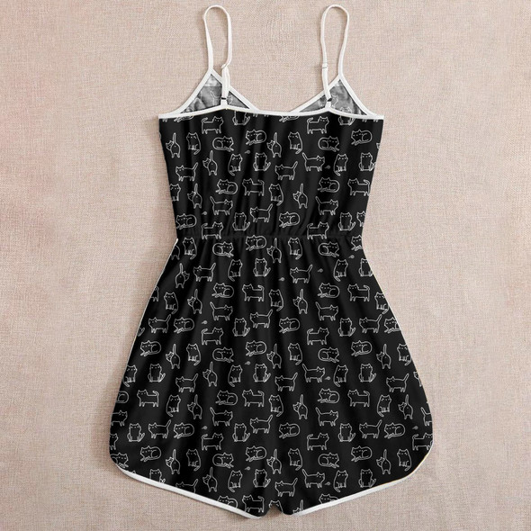 Black Cat Pattern Rompers