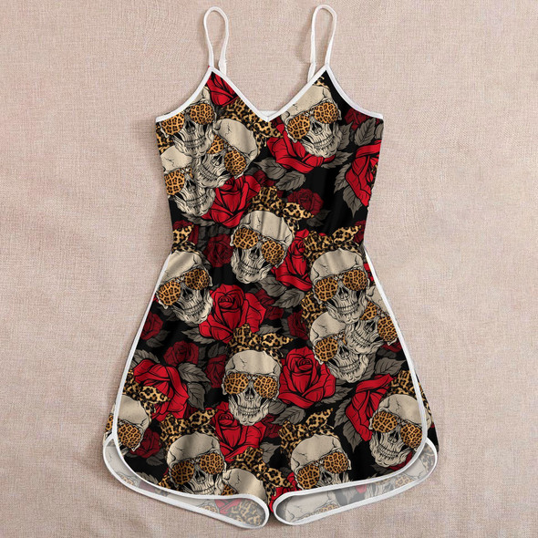 Skull And Red Roses Rompers