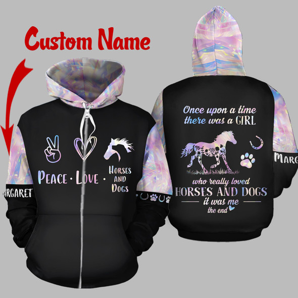 There was a girl who loved dogs and horses Hoodie custom 3D TXX