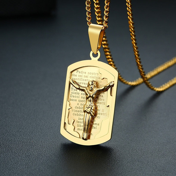 Gold Tone Jesus Cross Necklaces