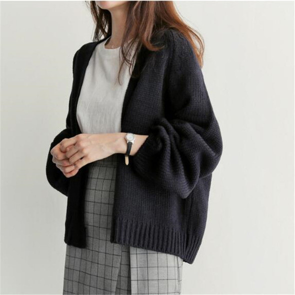 Classic foreign trade Korean chic lazy style sweater female loose student pure color simple short knit sweater cardigan women