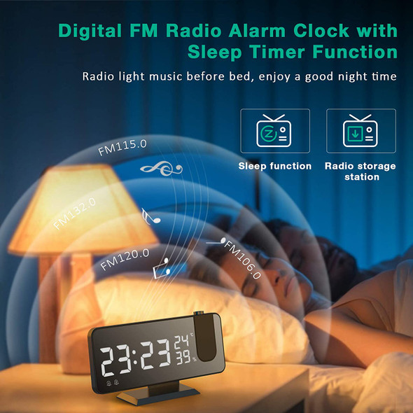 Alarm Clock for Bedroom, Radio Digital Alarm Clock with USB Charger