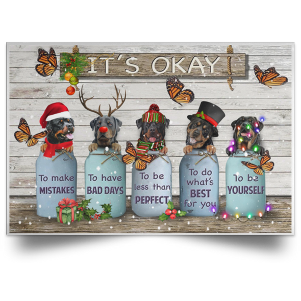 Butterfly & Rottweiler It's Okay Quotes Christmas Poster Rustic Living Room Ideas Decorations