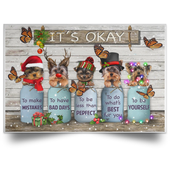 Yorkies It's Okay Quotes Christmas Poster Vintage Christmas Wall Decor Yorkie Gifts