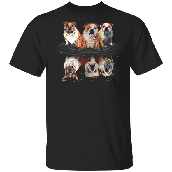 Bulldogs Water Reflection Christmas T-Shirt Seasonal Gifts For Siblings Bulldog Lovers