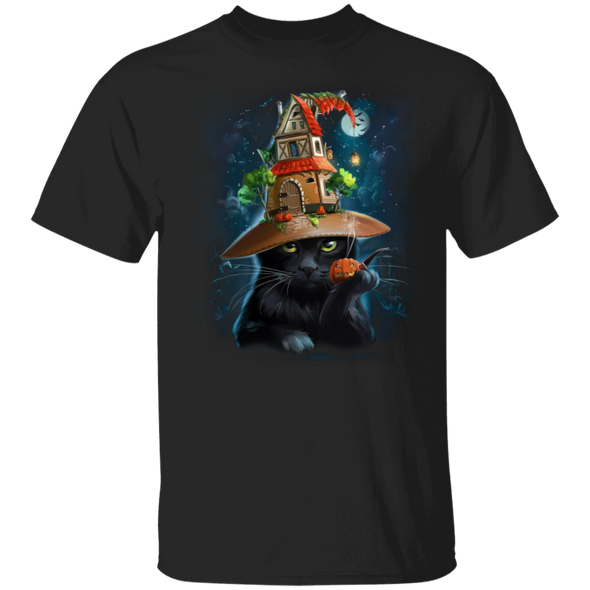 Spooky Castle With Black Cat Halloween T-Shirt Couple Halloween Costumes Black Cat Gifts