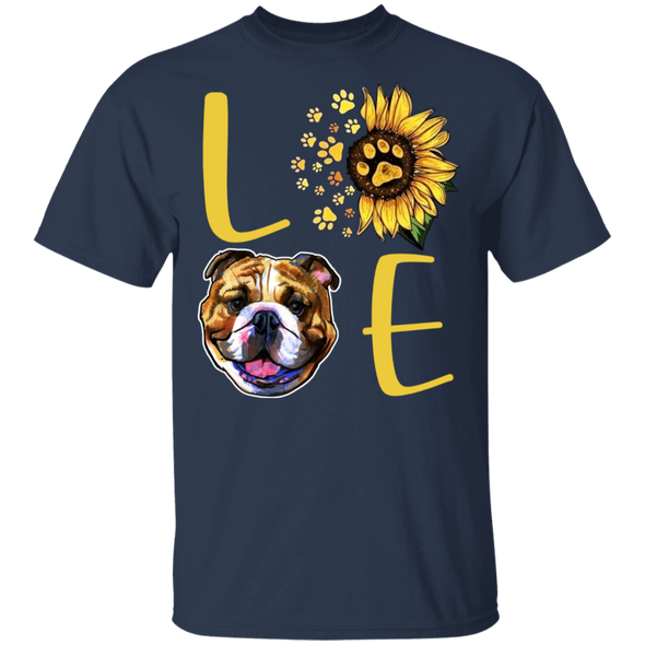 Cute Bulldog Paw Love Sunflower Shirt Womens, Gifts For Dog Lover