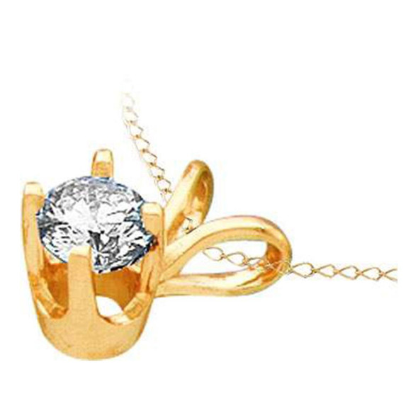 Diamond Solitaire Pendant |  14kt Yellow Gold Womens Round Diamond Solitaire Pendant 1 Cttw |  Splendid Jewellery