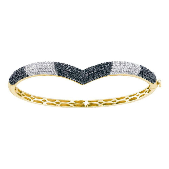Bracelets |  14kt Yellow Gold Womens Round Black Color Enhanced Diamond Bangle Bracelet 1-3/4 Cttw |  Splendid Jewellery