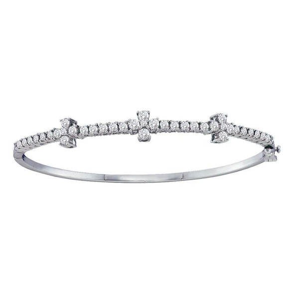 Bracelets |  14kt White Gold Womens Round Diamond Pave-set Bangle Bracelet 1-1/2 Cttw |  Splendid Jewellery