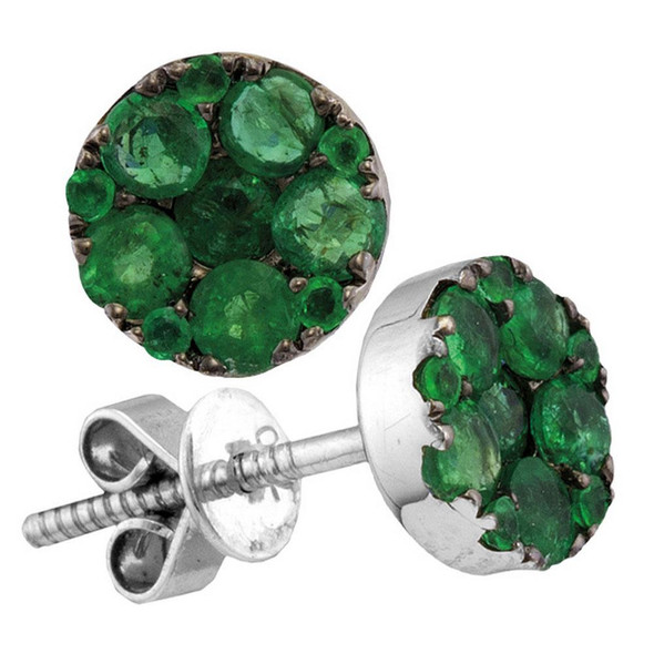 Earrings |  18kt White Gold Womens Round Emerald Diamond Convertible Dangle Earrings 1-7/8 Cttw |  Splendid Jewellery