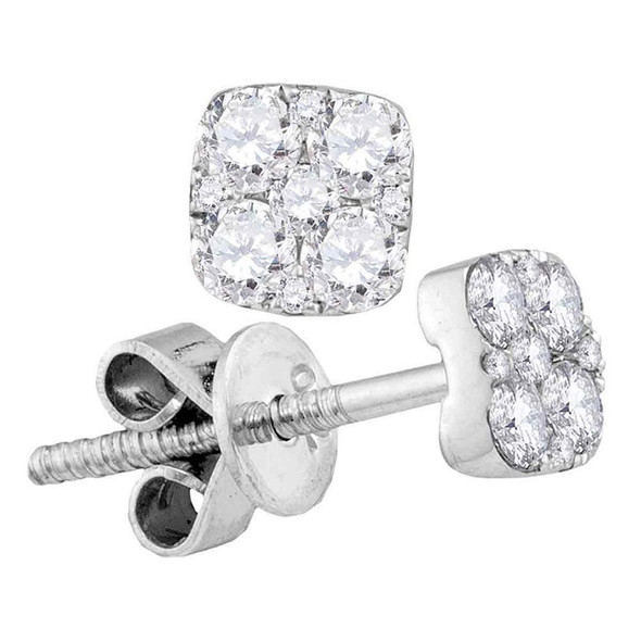 Earrings |  18kt White Gold Womens Round Diamond Convertible Square Dangle Jacket Earrings 1-3/8 Cttw |  Splendid Jewellery