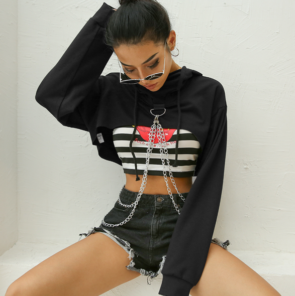 Chained N' Dangerous Crop Hoodie