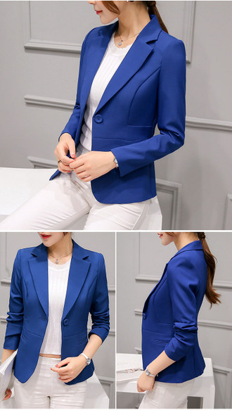 's Blazer Long Sleeve One Button Coat Slim Office Suit Blazer