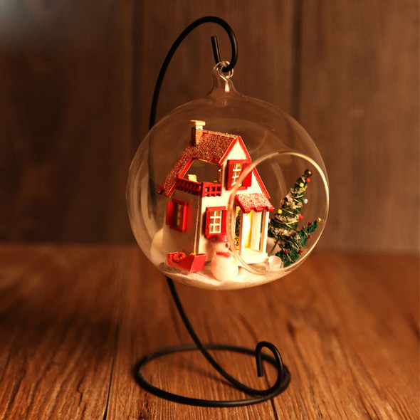 Dollhouse Miniature DIY House Kit Handmade Assembly Model Christmas Glassball Room With Furnitures