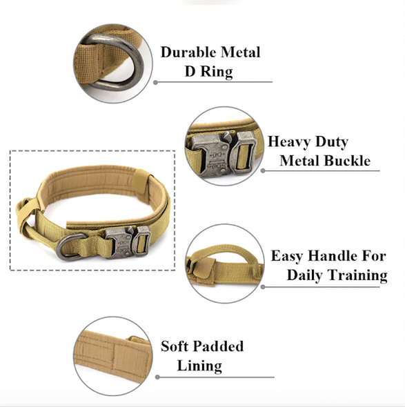 Adjustable Tactical Dog Collar Leash Training Handle