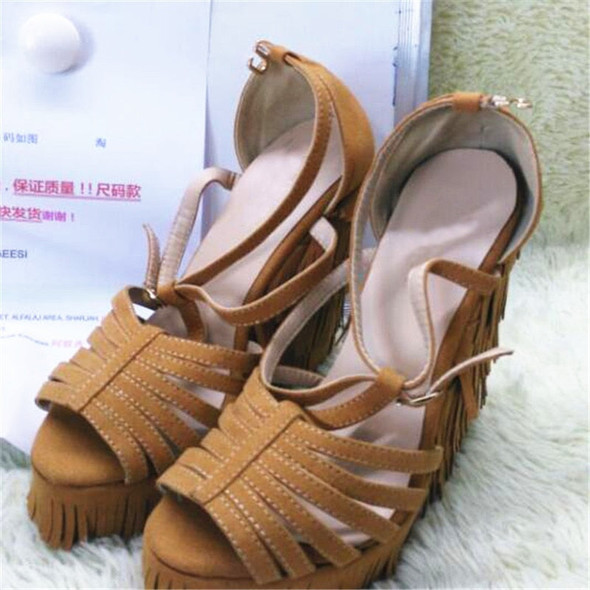 Tassels wedge sandals high platform height