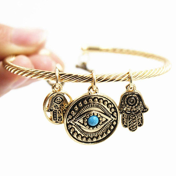 Triple Charm Hamsa Protective Evil Eye Bracelet Jewelry