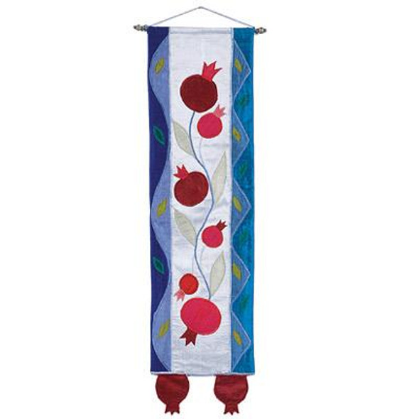 Long Wall Hanging - Pomegranates - Blue